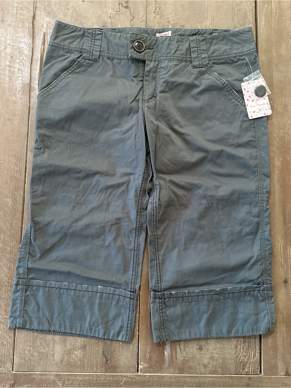 Free People Green-Grey Casual Capri